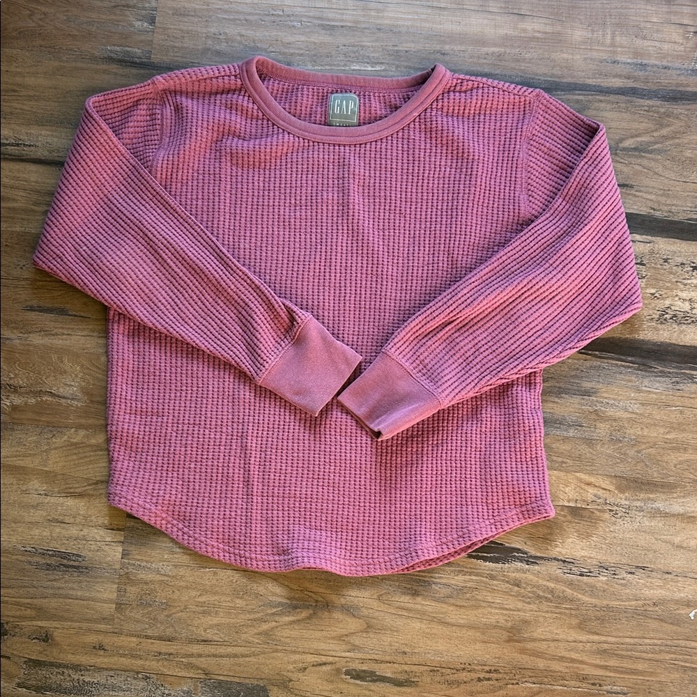 GAP Rose Long Sleeve Waffle Knit Shirt